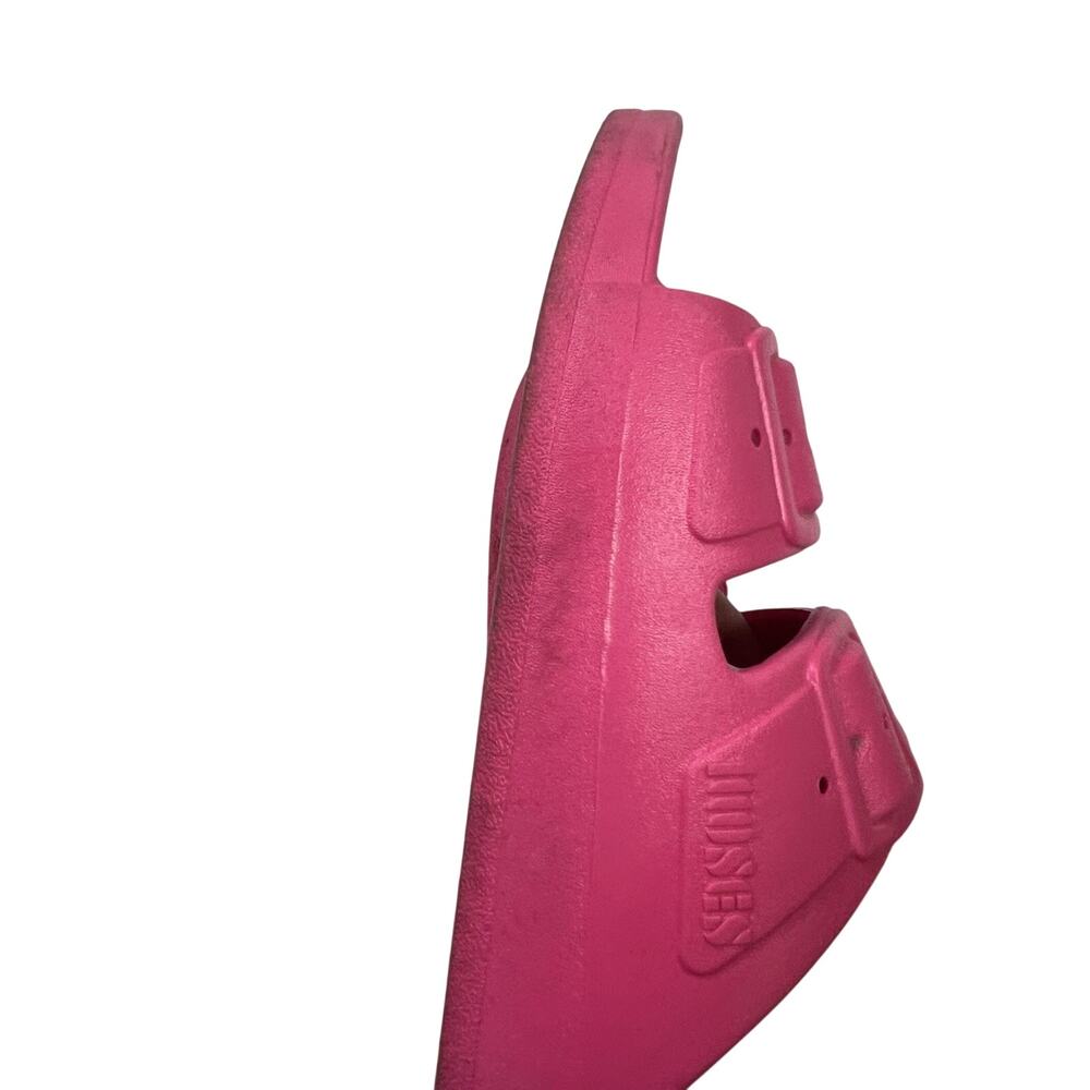 Freedom Moses Glow Neon Barbie Pink Two Band Slides Sandals 7/8 - Picture 7 of 7